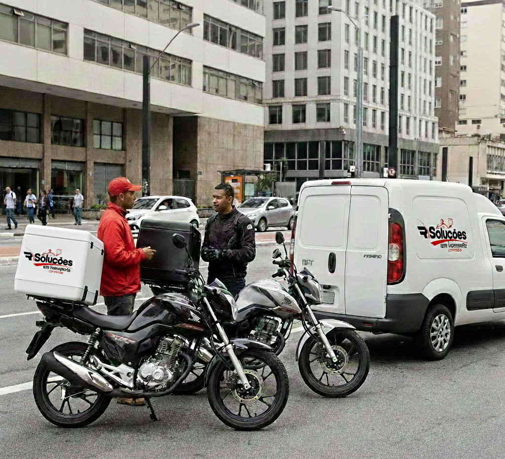 Imagem de um entregador com uma caixa na mão