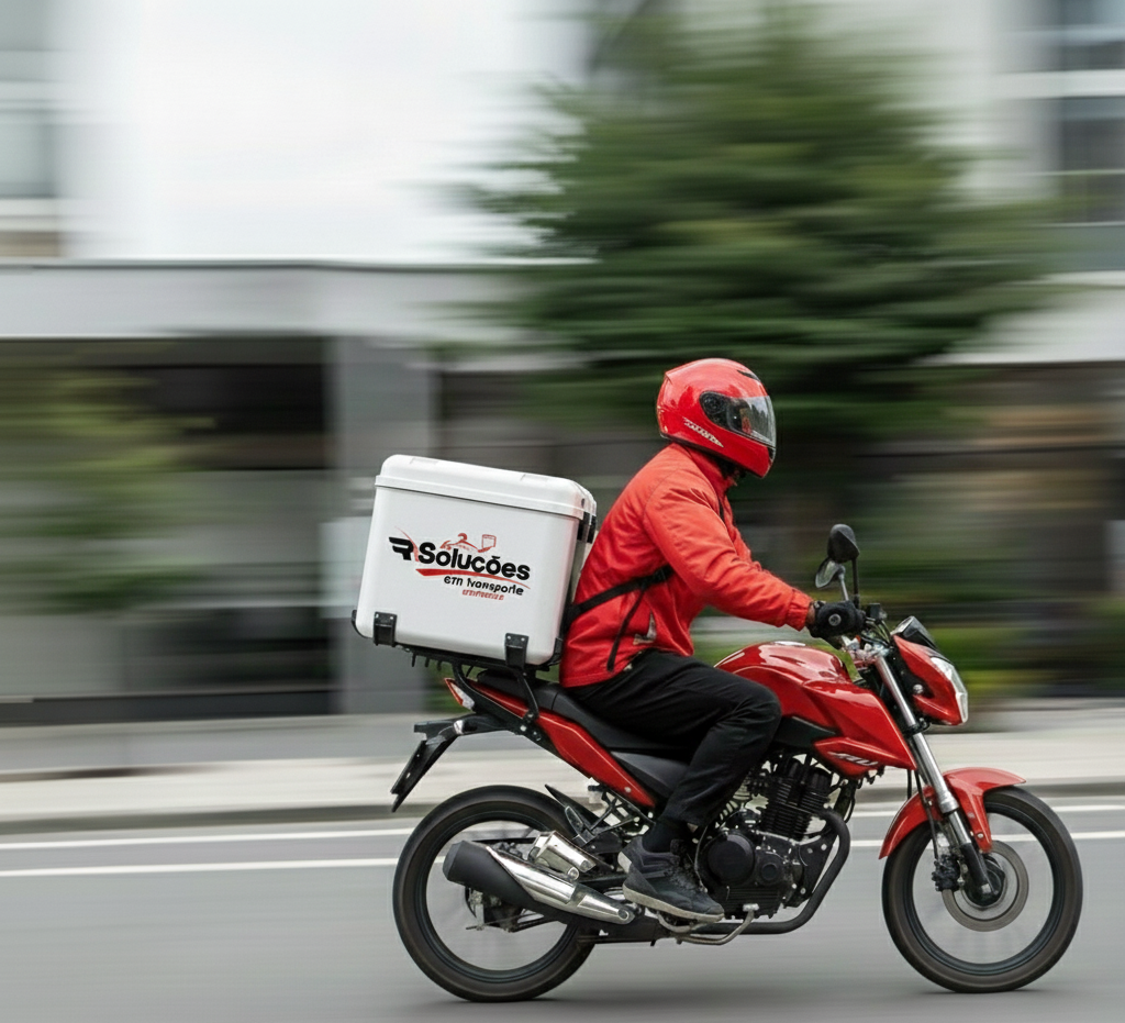 entregador correndo de moto